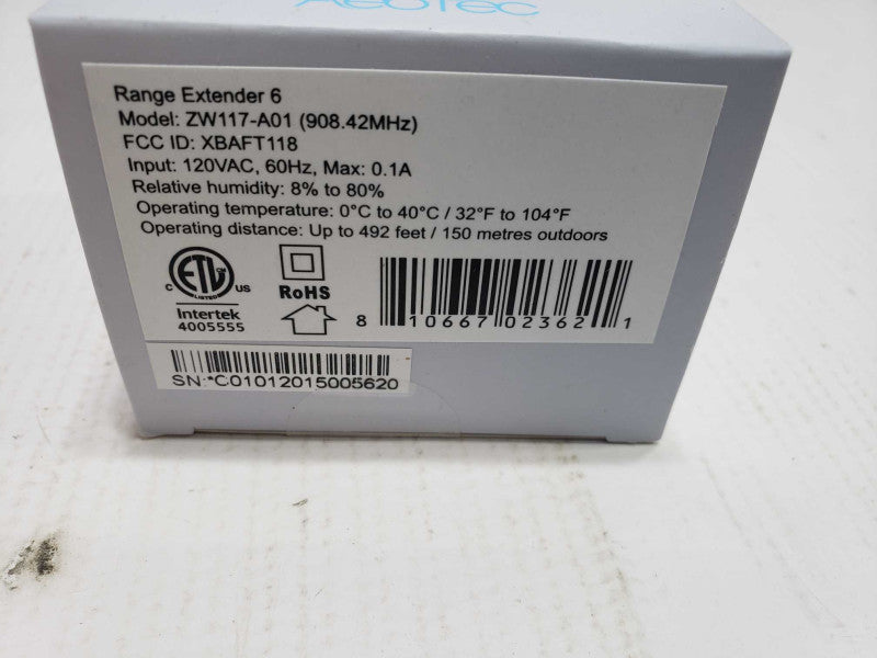 Aeotec Z-Wave Plug in Range Extender 6 Repeater ZW117-A01 [