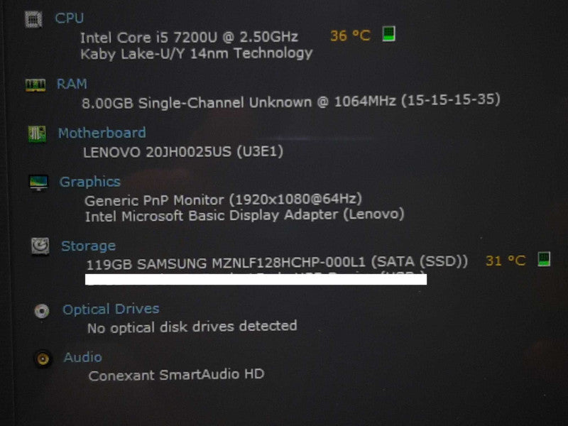 Lenovo X380 Yoga i5-7200U @ 2.50GHz 8GB RAM 120GB SSD +