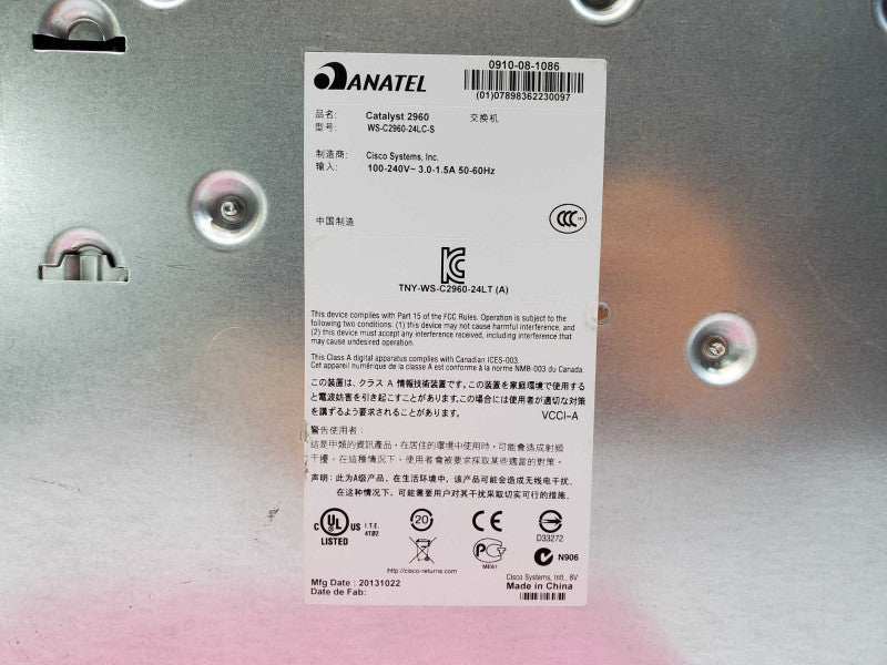 Cisco Catalyst 2960 WS-C2960+24LC-S v06 24Port Gigabit (8 PoE) Factory_Default (