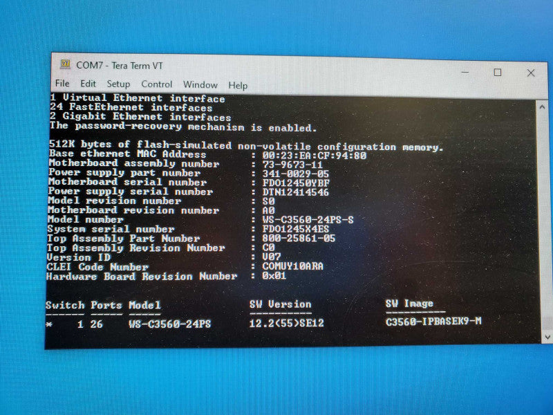 Cisco WS-C3560-24PS-S 24-Ports 10/100 Ethernet Switch _ factory reset )