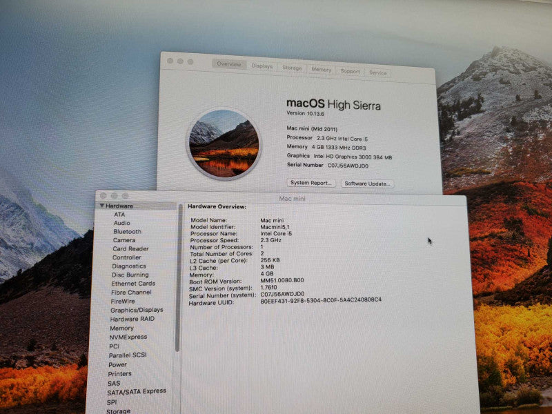 Apple Mac Mini M.2012 A1347 i5-2415M @2.3GHz 4GB RAM 240GB HDD HD 3000 )