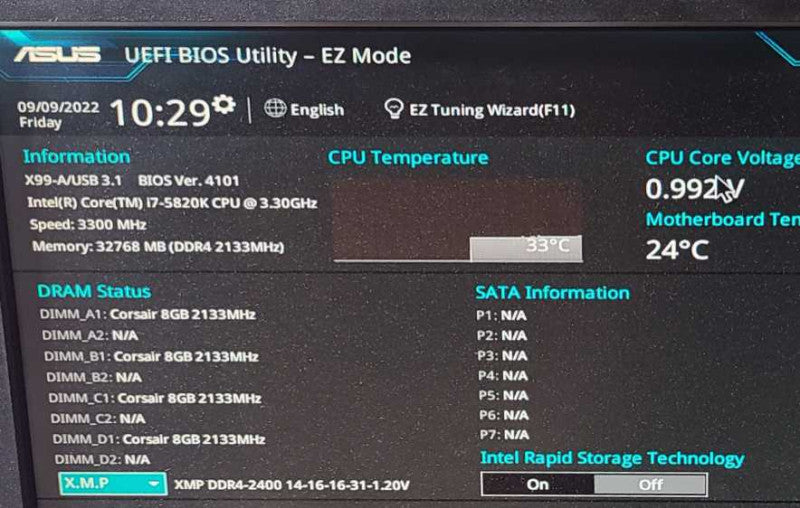 Custom PC- ASUS X99-A/USB3.1 Motherboard, 32GB DDR4, i7-5820K 3.3GHz, Nvidia Geforce GTX 1080 8GB NO OS NO HDD$
