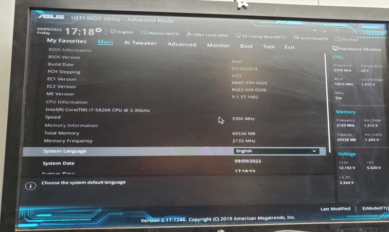Custom PC ASUS Core i7-5820k @3.3GHz 64GB RAM GTX 1070 )