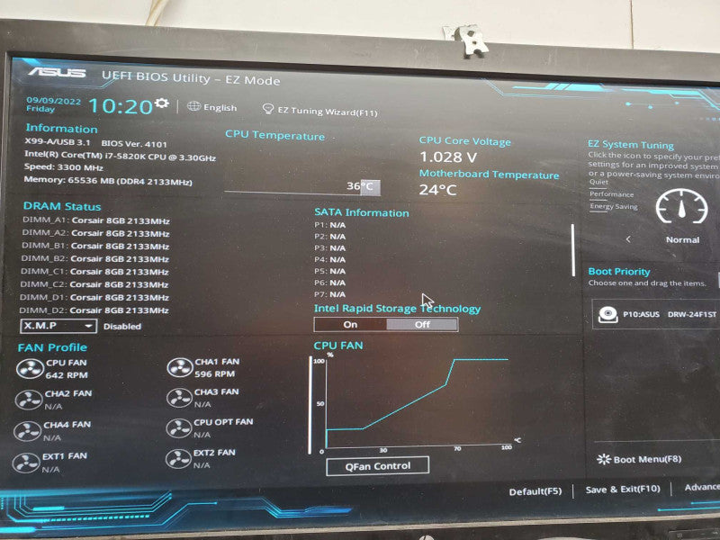 Custom PC ASUS X99-A Core i7-5820k @3.3GHz 64GB DDR4 GTX 1070 )