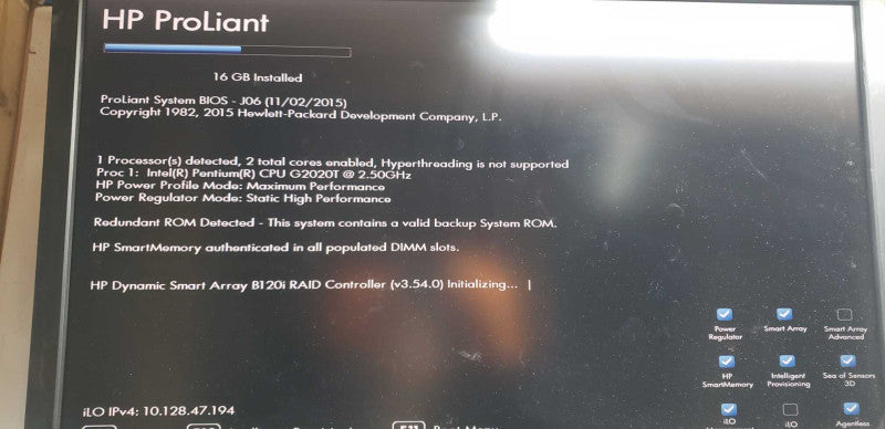 hp proliant microserver gen8 G2020T @ 2.50ghz / 16gb ram / no HDDS #