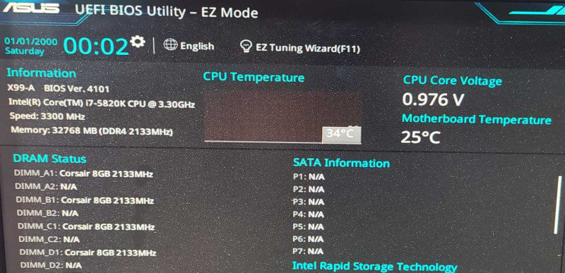 Custom PC- ASUS X99-A Motherboard, 32GB DDR4, i7-5820K 3.3GHz, EVGA GTX 1080 8GB NO OS NO HDD $