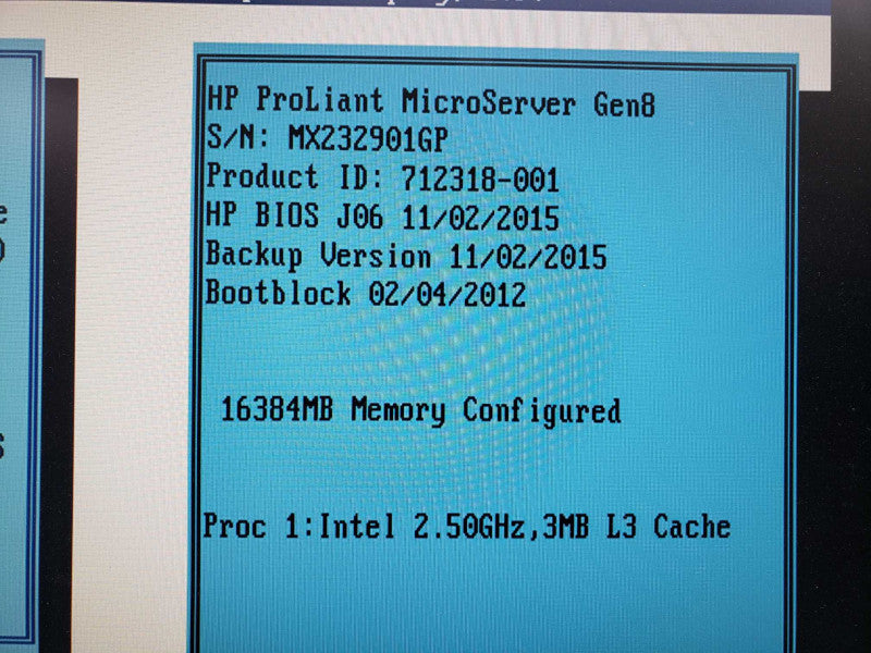 HP ProLiant Microserver Gen8 Pentium G2020T@2.5GHz 16G RAID B120i No HDD [