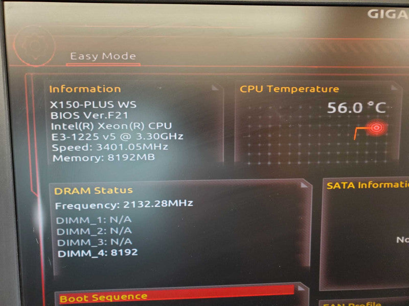 Custom PC GA-x150-Plus WS Xeon E3-1225 v5 @ 3.3 GHz 8GB DDR4 No HDD (