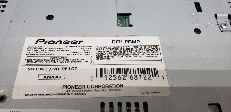 Pioneer DEH-P8MP CD/MP3/WMA/WAV Reciever #