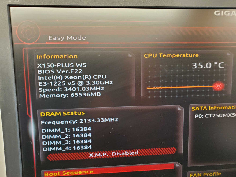 Custom PC GA-X150M-PLUS WS Xeon E3-1225 v5 @ 3.3 GHz 64GB No HDD (