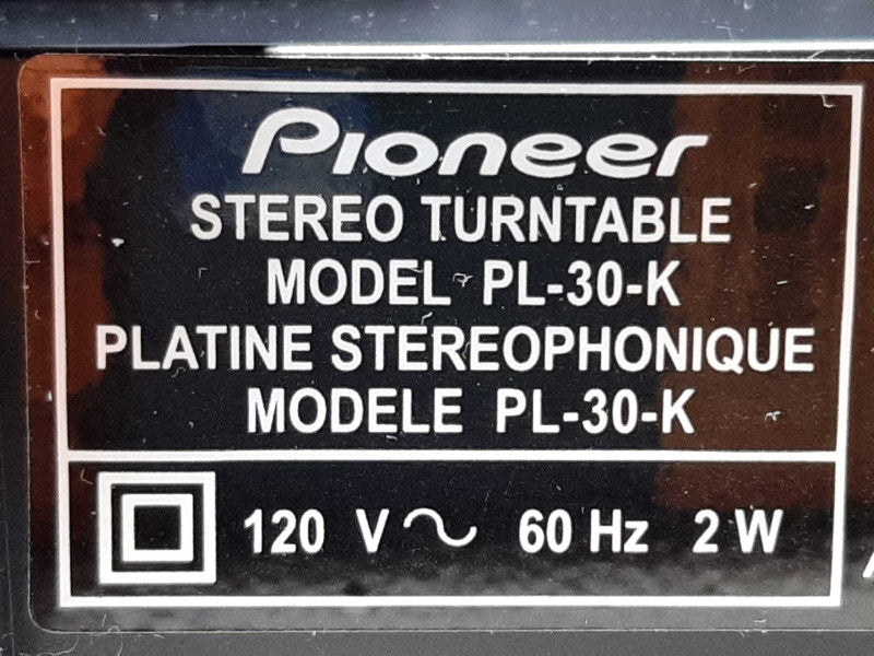 Pioneer Stereo Turnable PL-30-K Vinyl Disk Player - AS IS  +