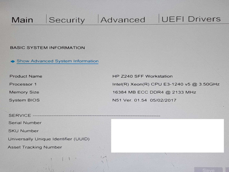HP Z240 SFF Workstation Xeon E3-1240v5 @ 3.50GHz 16GB RAM QUADRO K620 -NO HDD +