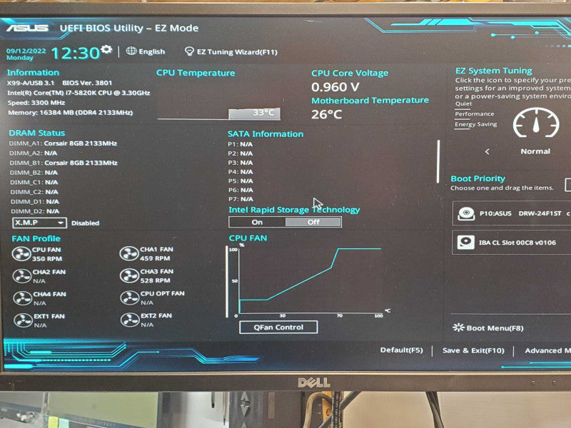 Custom ASUS Tower PC, Core i7-5820K 3.3GHz, 16GB DDR4 No GPU/HDD _