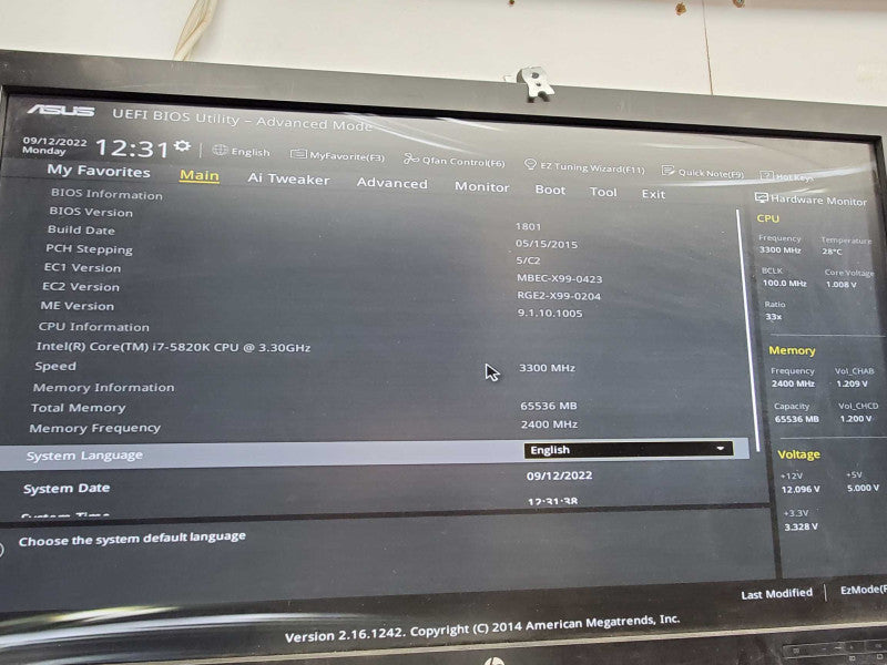 Custom PC ASUS X99-A Core i7-5820k @3.3GHz 64GB DDR4 No GPU )