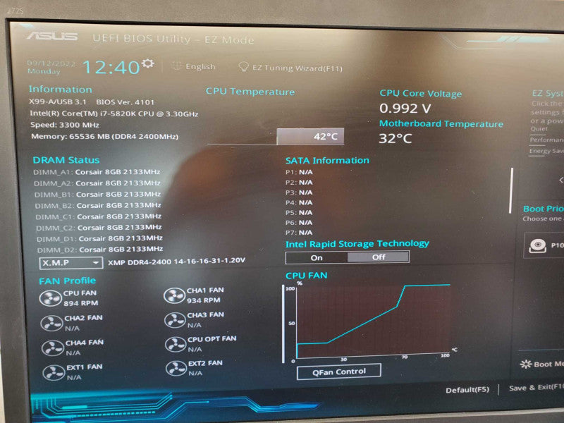 Custom PC Asus X99-A Core i7-5820K @ 3.3 GHz 64GB Ram DDR4 256GB GTX1080 (
