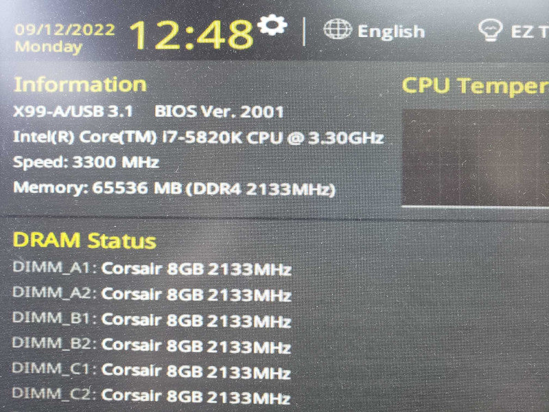 Custom PC Asus X99-A/USB 3.1 i7-5820K@3.3GHz 64GB DDR4 EVGA GTX 1080 No HDD [