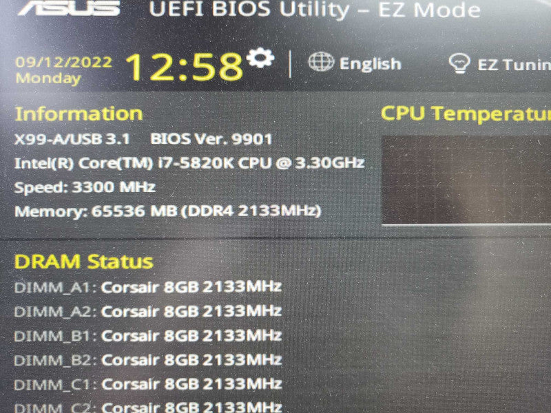 Custom PC Asus X99-A/USB3.1 i7-5820K@3.3GHz 64G DDR4 EVGA GTX 1070 No HDD [