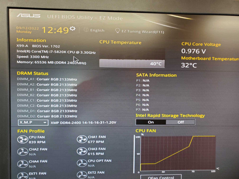 Custom PC Asus X99-A Core i7-5820K @ 3.3 GHz 64GB Ram DDR4 No HDD GTX 1080 (