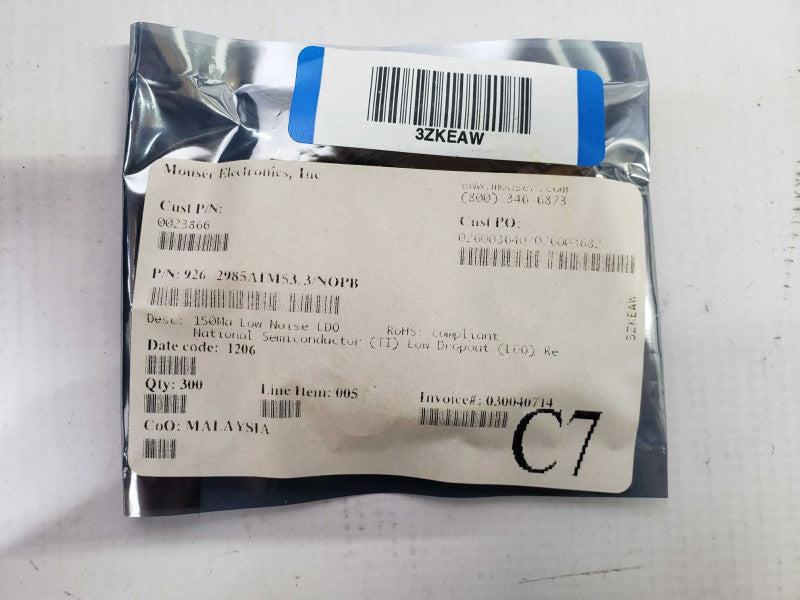 Mouser Electronies, INC 926-2985AIM53.3/NOPB Qty 300 [