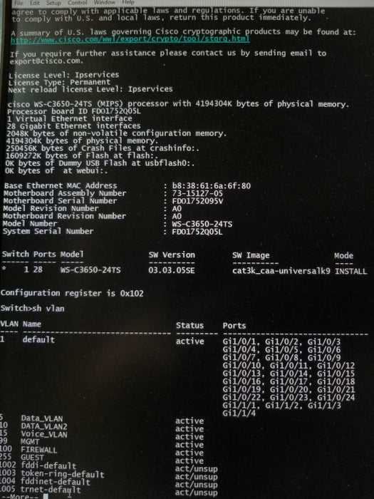 Cisco Catalyst WS-C3650-24TS-E 4x1G Uplink Ports Switch, FACTORY RESET ~