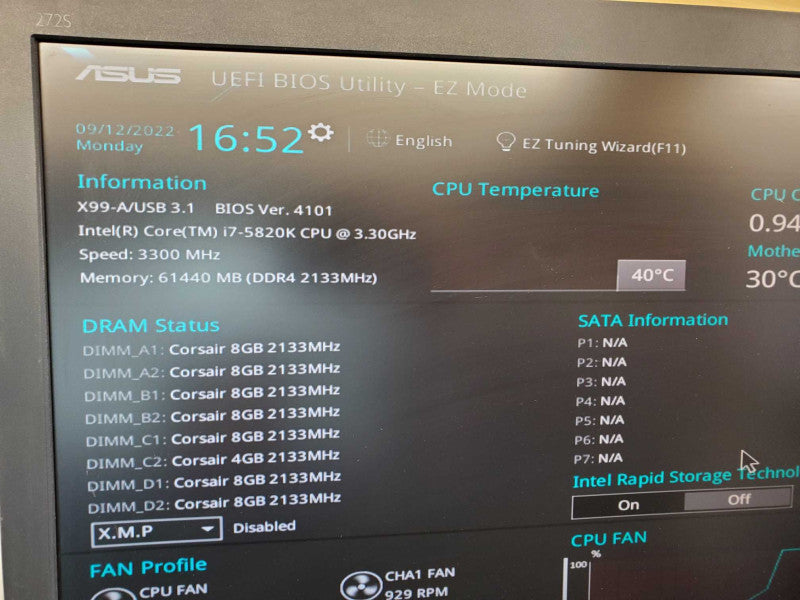 Custom PC X99-A Corei i7-5820K @ 3.3 GHz 60GB Ram DDR4 No HDD PS760 GTX1070 (