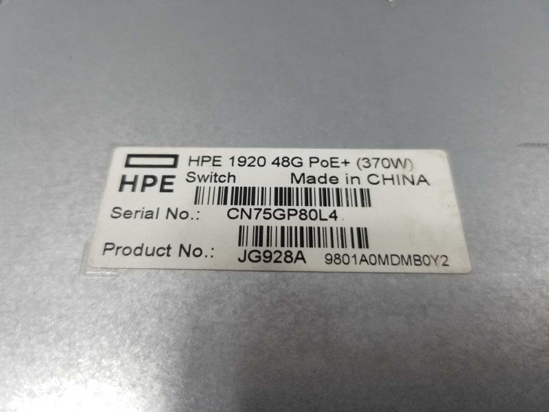 HP JG928A HPE OfficeConnect 1920 48G PoE+ (370W) 48 Port Gigabit, AS-IS ~