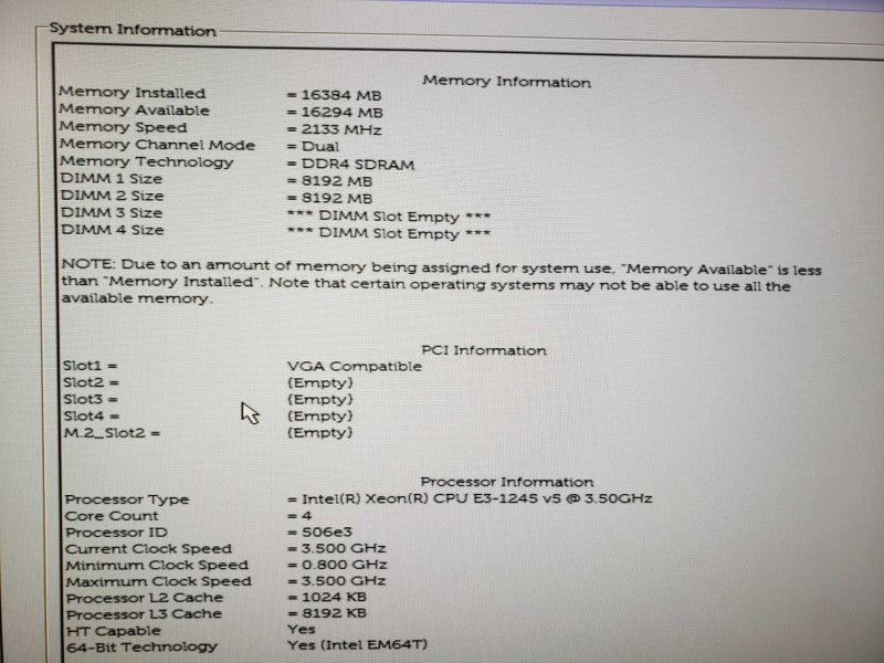 Dell Precision Tower 3620 Xeon E3-1245v5@3.5GHz 16GB DDR4 Quadro M2000 No HDD  [