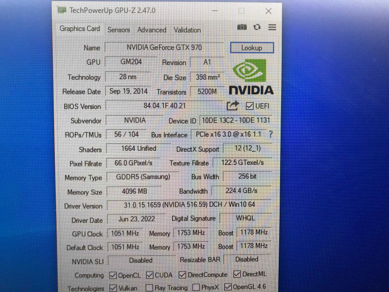 NVIDIA GEFORCE GTX970 4GB DDR5 Graphics Card +