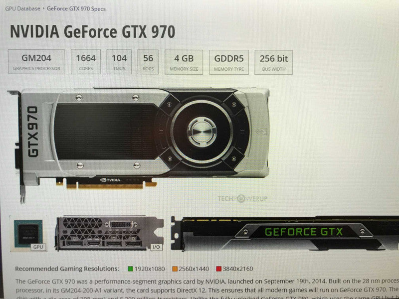NVIDIA GEFORCE GTX970 4GB DDR5 Graphics Card +