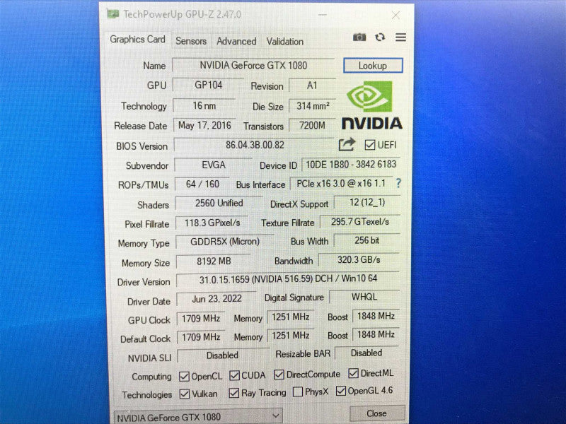 EVGA GTX 1080 SC ACX 3.0 8GB DDR5 Graphics Card +