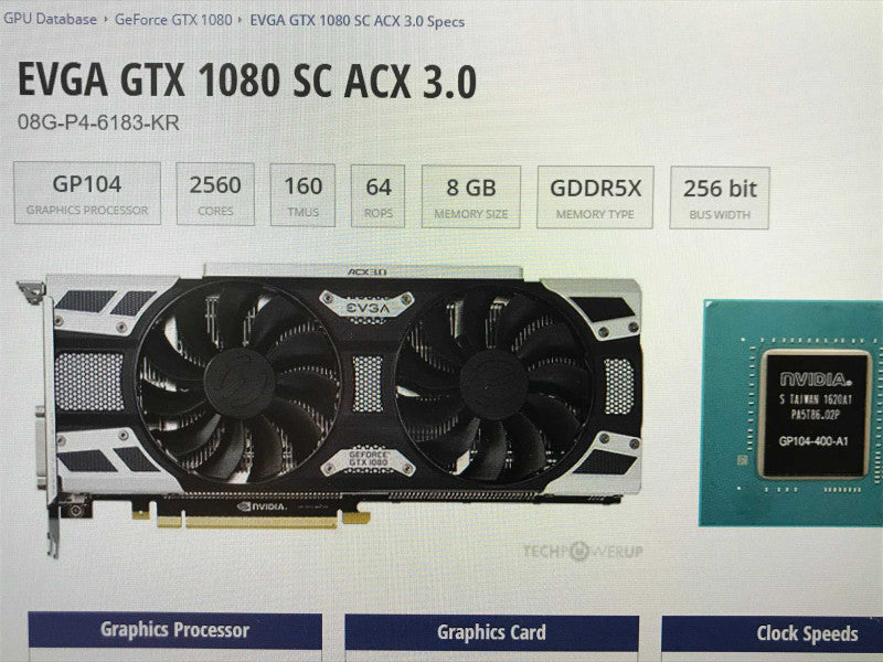 EVGA GTX 1080 SC ACX 3.0 8GB DDR5 Graphics Card +