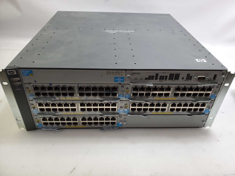 HP ProCurve Networking E5406 zl Switch J8697A w/ Modules see notes _ Reset )