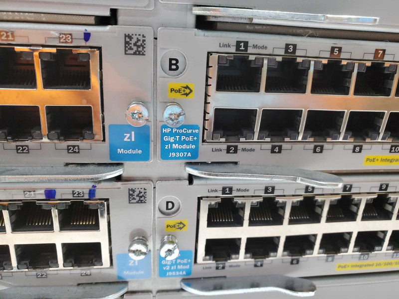 HP ProCurve Networking E5406 zl Switch J8697A w/ Modules see notes _ Reset )