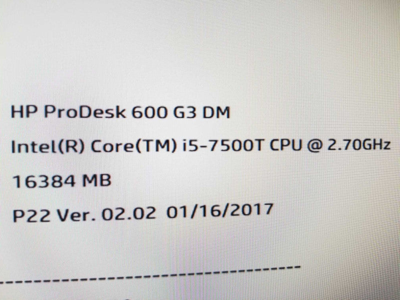 HP ProDesk 600 G3 DM Mini PC Core i5-7500T 2.7GHz/16GB, 256GB SSD, NO AC ~