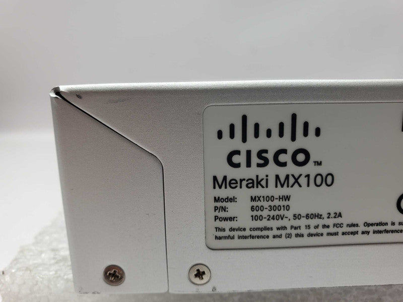 Cisco Meraki MX100 Cloud Managed Firewall MX100-HW CLAIMED _