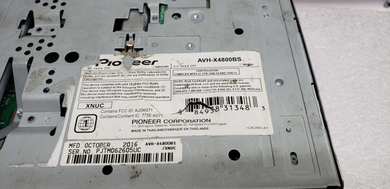 Pioneer AVH-X4800BS 6.95\\" - Bluetooth Audio DVD Receiver / see notes #