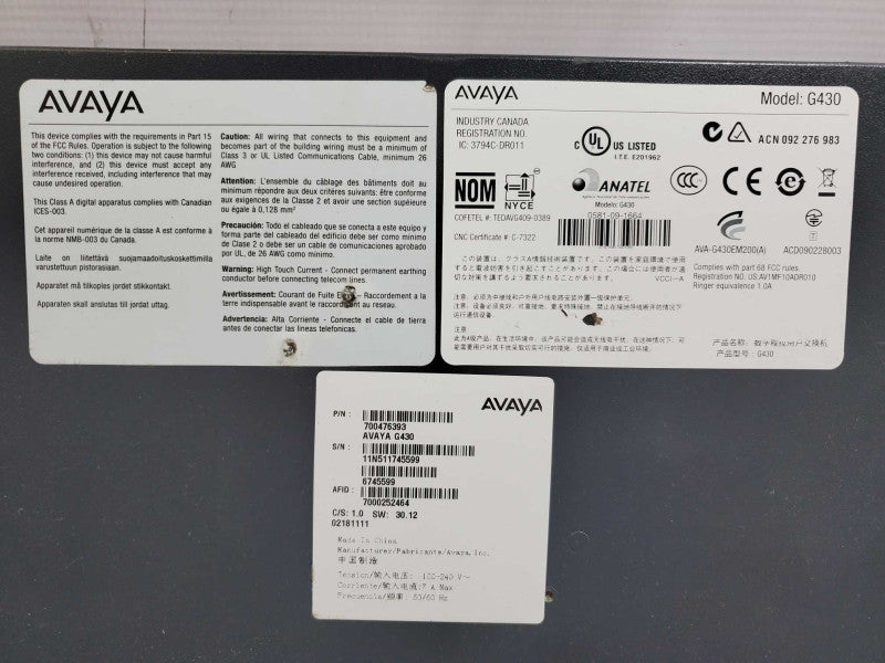 AVAYA G430 MEDIA GATEWAY w/Module MM711 & S8300 )