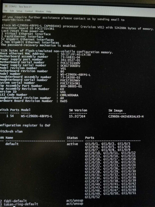 Cisco WS-C2960X-48FPS-L Catalyst 2960X 48Ports 4x1GE Gigabit Switch FCTY RESET ~