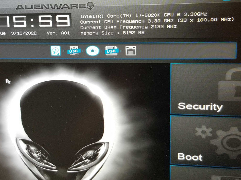 DELL ALIENWARE AREA 51 R2 D03X PC COMPUTER, I7-5820K 3.3GHz/8GB DDR4, NO GPU ~