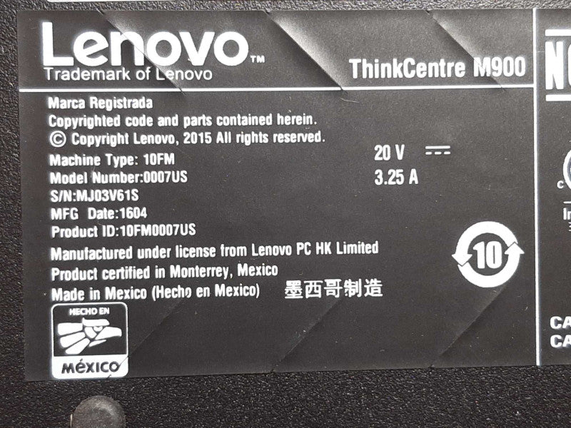 Lenovo ThinkCentre M900 i5-6500T @ 2.5GHz 8GB RAM - NO HDD +
