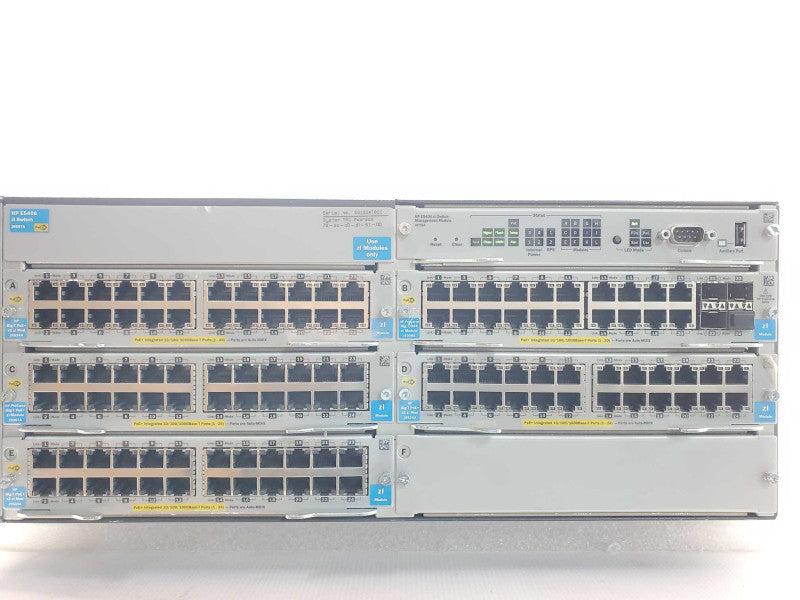 HP ProCurve 5406 zl J8697A Switch with 3x J9534A, 1x J9307A, 1x J9308A, 2x PSU _