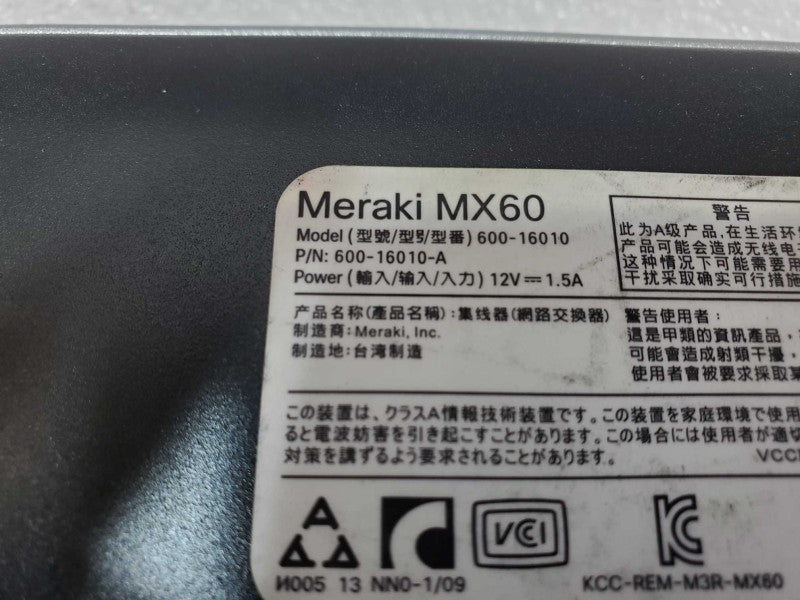 Cisco Meraki MX60 Cloud Managed Security Appliance Unclaimed MX60-HW _