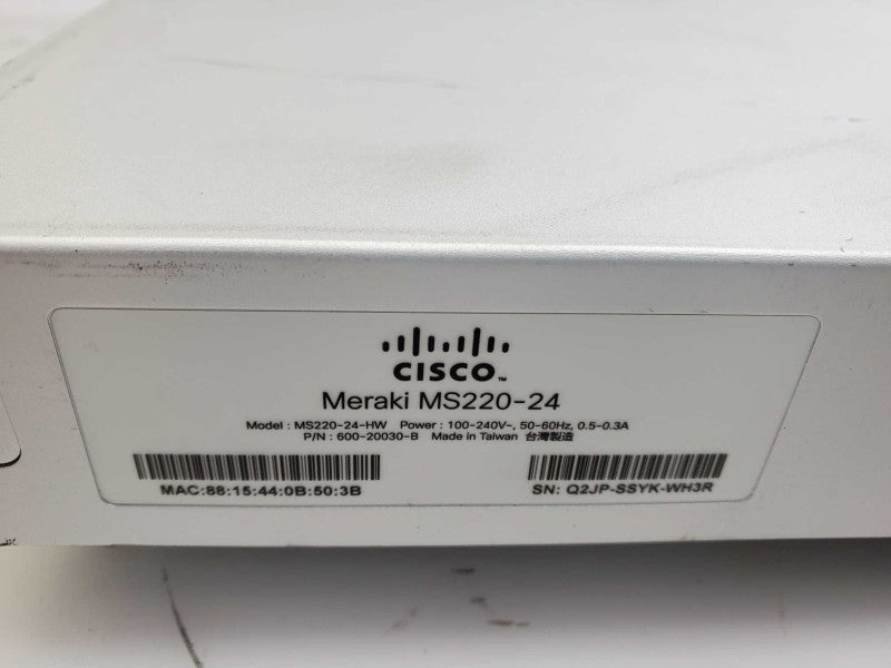 Cisco Meraki MS220-24P Cloud Managed Gigabit PoE Switch (Claimed) )