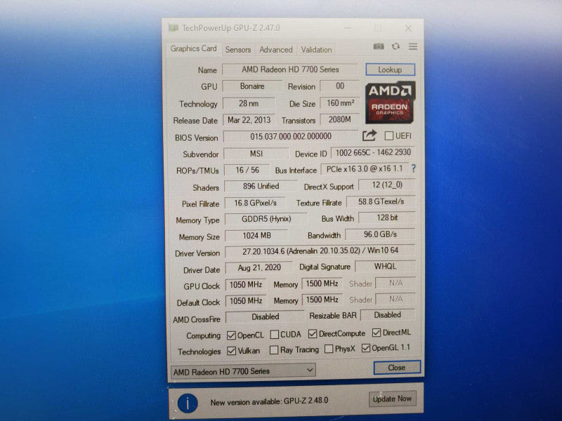 MSI AMD Radeon HD 7700 Series 1GB DDR5 Fully Tested (