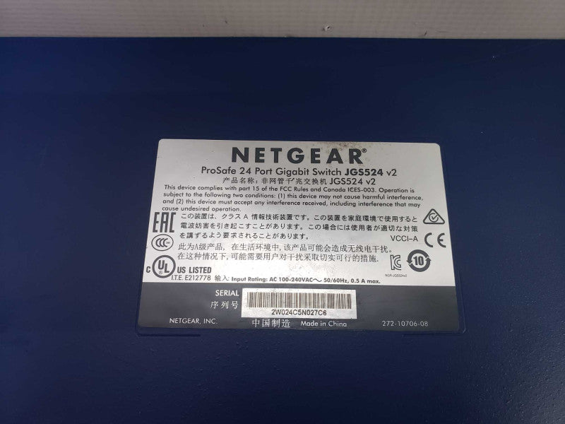 NETGEAR JGS524 v2 24 PORT GIGABIT SWITCH [