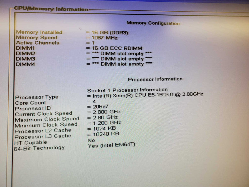 Dell Precision T3600 Xeon E5-1603 @ 2.8 GHz 16GB Ram No HDD Nvidia K600 H310 (