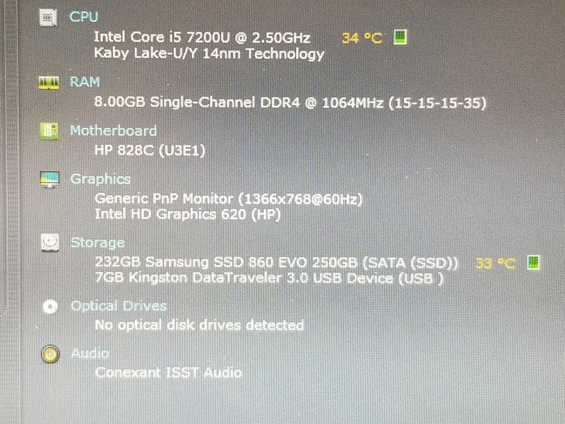 HP EliteBook 840 G4 Core i5-7200U 2.5GHZ/8GB, 250GB SSD 14\\" ~