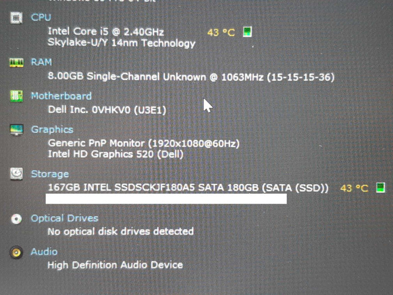 Dell Latitude E5470 i5-6300U @ 2.40GHZ 8GB RAM 120GB SSD  +