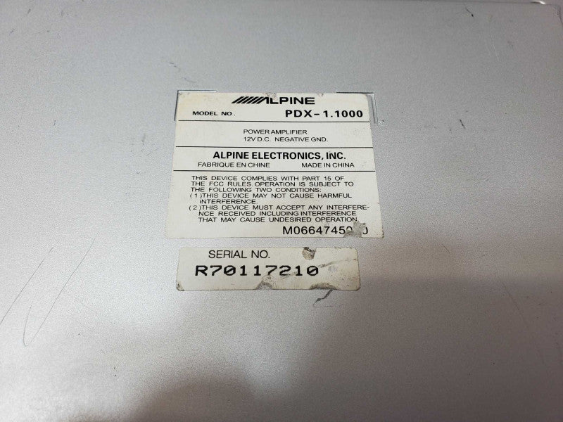 ALPINE PDX 1.1000 MONO 1000 WATT Power amplifier, Untested, AS-IS _