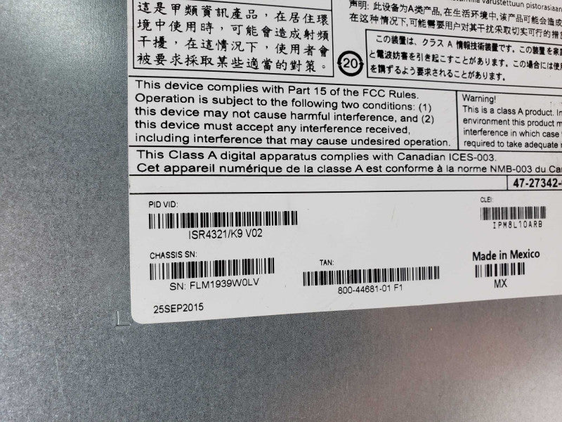 CISCO ISR4321/K9 V05 Gigabit Router, Untested, for parts, AS-IS, Read _
